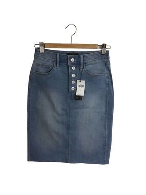 Banana Republic classic pencil skirt button fly long  blue denim stretchy size 0
